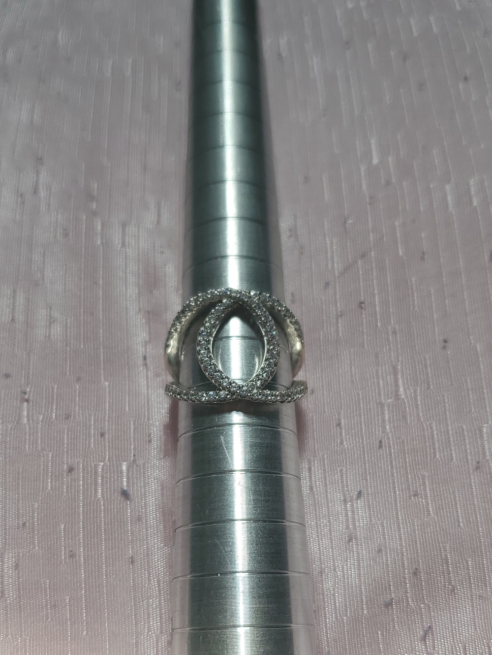 Touchstone Crystal Silver-Tone Pave Circle Ring